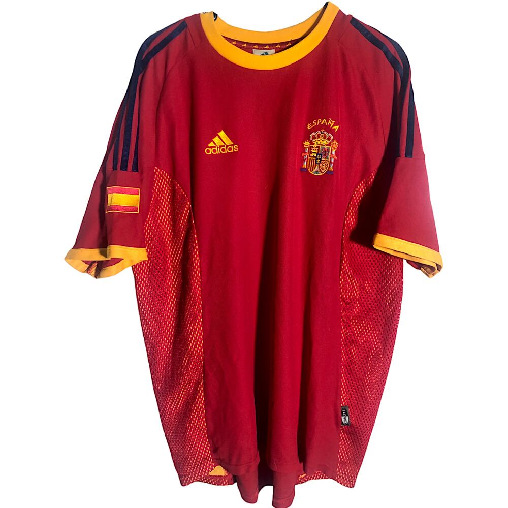 España Spain 2002 World Cup Authentic Adidas Red Soccer Jersey - Large